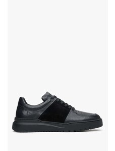 Men's Black Low-Top Sneakers made of Mixed Materials Estro ER00113796