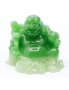 Milujeme Kameny Smějící se Buddha hojnosti - soška Feng shui - zelená Z5