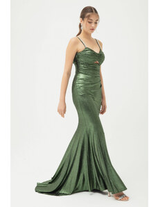 Lafaba Women's Green Stone Strap Long Evening Dress