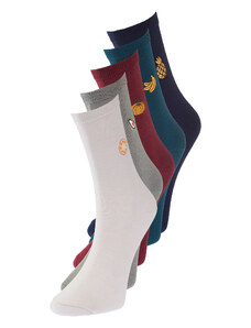 Trendyol 5-Pack Premium Multicolor Cotton Socks With Fruit Embroidery