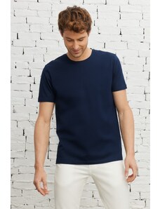 ALTINYILDIZ CLASSICS Men's Navy Blue Slim Fit Narrow Cut Crew Neck 100% Cotton T-Shirt