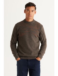 AC&Co / Altınyıldız Classics Men's Milky Brown-Orange Standard Fit Normal Cut Half Turtleneck Wool Knitwear Sweater.