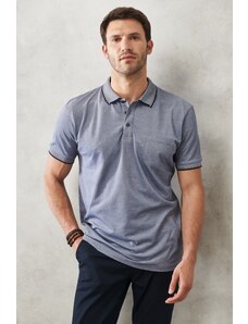 AC&Co / Altınyıldız Classics ALTINYILDIZ CLASSICS Pánské nesmršťovací bavlněné tkaniny Regular Fit Relaxed Fit Navy Blue Roll-Up Polo Neck Pocket T-Shirt