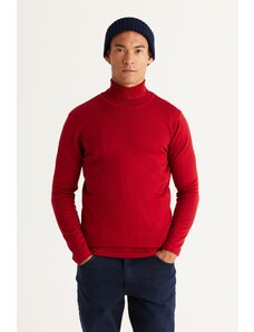 ALTINYILDIZ CLASSICS Men's Red Standard Fit Normal Cut Full Turtleneck Knitwear Sweater.