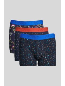 AC&Co / Altınyıldız Classics Men's Navy-Sax 3-Pack Flexible Cotton Boxer