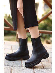 armonika Women's Black Flr1850 Boots With Elastic Sides and Thick Soles