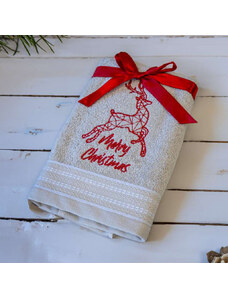 MOTIVATED Hnědý vánoční ručník RAINDEER (OLXMAS10)
