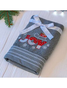 MOTIVATED Šedý vánoční ručník JOY (OLXMAS08)