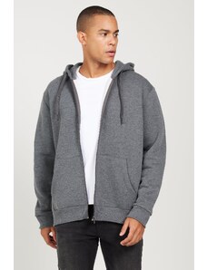 AC&Co / Altınyıldız Classics Men's Anthracite-melange Standard Fit Regular Fit Hooded Zipper Sweatshirt Jacket