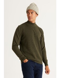 ALTINYILDIZ CLASSICS Men's Khaki Standard Fit Normal Cut Half Turtleneck Cotton Knitwear Sweater.