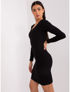 Fashionhunters BASIC FEEL GOOD Černé šaty se ztuženým výstřihem