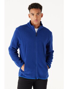 AC&Co / Altınyıldız Classics Men's Saxe Blue Anti-pilling Anti-Pilling Standard Fit High Bato Collar Sweatshirt Fleece Jacket