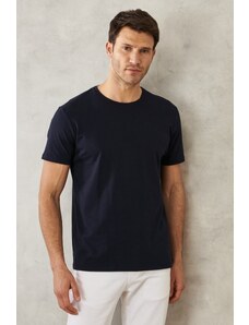 ALTINYILDIZ CLASSICS Pánské tmavě modré 360stupňové strečinkové tričko Slim Fit Slim-Fit Cut s výstřihem s výstřihem.