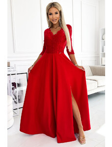 Numoco Dámské společenské šaty Amber tmavě červená L
