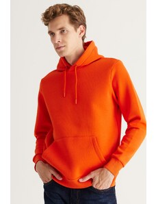 AC&Co / Altınyıldız Classics Men's Orange Standard Fit Regular Cut Fleece 3 Thread Hooded Cotton Sweatshirt