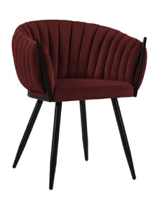Bordově červená sametová jídelní židle MICADONI Levin