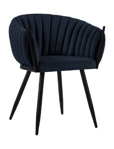 Modrá sametová jídelní židle MICADONI Levin