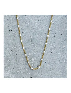 Dámský náhrdelník s bílými kapkami ocel pozlacená Mou Jewel