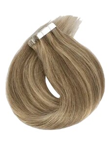 Vlasové PU pásky tape in na prodlužování vlasů 50cm 14/24 - tmavá blond / platinová extra