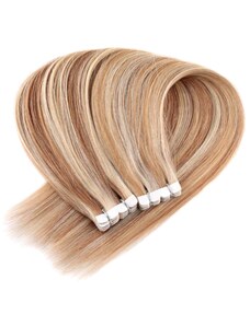 Vlasové PU pásky MINI tape in na prodlužování vlasů 50cm 27/613 - tmavá blond / nejsvětlejší blond