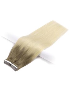 Vlasové PU pásky tape in na prodlužování vlasů 40cm ombré 14/60 - tmavá blond / platina