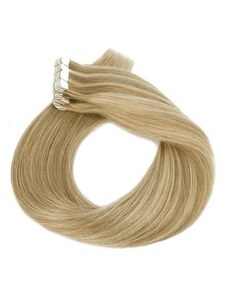 Vlasové PU pásky MINI tape in na prodlužování vlasů 30cm balayage 16/60 - plavá blond / platina