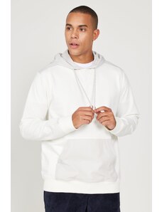 ALTINYILDIZ CLASSICS Men's Ecru-beige Standard Fit, Normal Cut, Hooded Sweatshirt with Pocket.