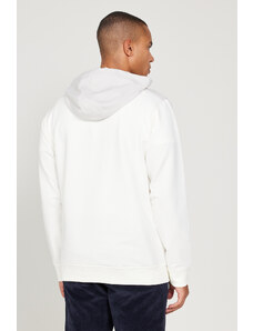 ALTINYILDIZ CLASSICS Men's Ecru-beige Standard Fit, Normal Cut, Hooded Sweatshirt with Pocket.