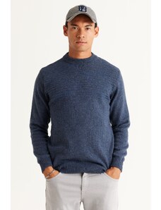 AC&Co / Altınyıldız Classics Men's Aviator Blue-oil Standard Fit Regular Cut Half Turtleneck Knitwear Sweater