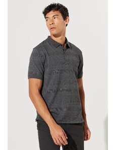 AC&Co / Altınyıldız Classics Men's Black-gray Comfort Fit Wide Cut Polo Collar Patterned T-Shirt