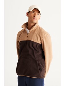 AC&Co / Altınyıldız Classics Men's Coffee-Milk Milky Way Standard Fit Normal Cut Daily Casual Two-tone Fleece Sport Sweatshirt.