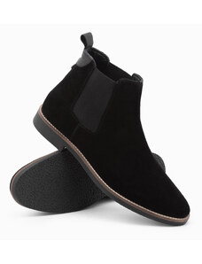 Ombre Clothing Pánské kožené boty - černé V2 OM-FOCS-0134