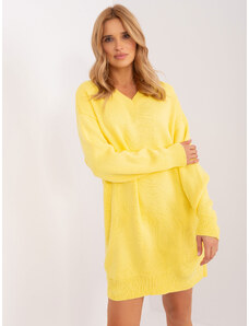 Fashionhunters Žluté pletené šaty s vlnou