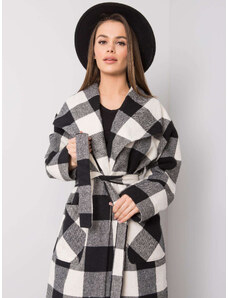 Fashionhunters Černobílý kostkovaný kabát Abrielle