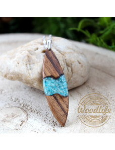 Woodlife Unisex dřevěný náhrdelník surf s řetízkem 925/1000
