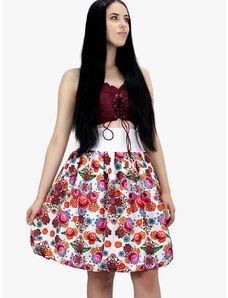 MAUU Balónová sukně FOLKLÓR - kvítka a růžičky