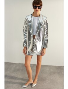 Trendyol Silver Premium Shiny Woven Blazer Jacket
