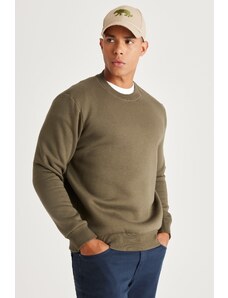 AC&Co / Altınyıldız Classics Men's Khaki Standard Fit Normal Cut Inner Fleece 3 Threads Crew Neck Cotton Sweatshirt.