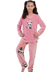 Naspani Růžové i černobílé pyžamo extra teplé huňaté holčičí hello PANDA 1T0445