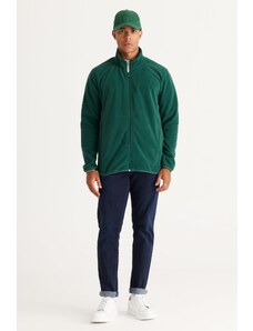 AC&Co / Altınyıldız Classics Men's Green Anti-pilling Anti-Pilling Standard Fit High Bato Collar Sweatshirt Fleece Jacket