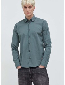 Košile HUGO pánská, zelená barva, slim, s klasickým límcem, 50500216