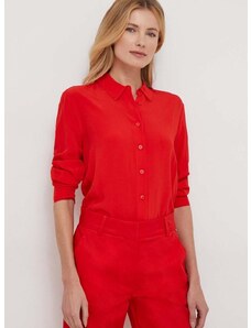 Košile Tommy Hilfiger dámská, červená barva, relaxed, s klasickým límcem