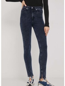 Džíny Calvin Klein Jeans dámské, tmavomodrá barva, J20J222136