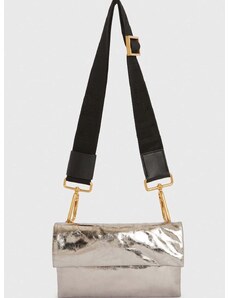 Kožená kabelka AllSaints Ezra stříbrná barva