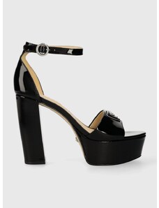 Kožené sandály Guess SETON černá barva, FLPSET PAT03