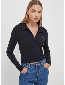 Tričko s dlouhým rukávem Abercrombie & Fitch černá barva