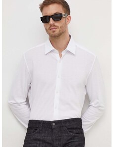 Košile BOSS bílá barva, relaxed, s klasickým límcem, 50508819