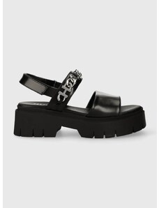 Kožené sandály HUGO KrisSandal dámské, černá barva, na platformě, 50513534