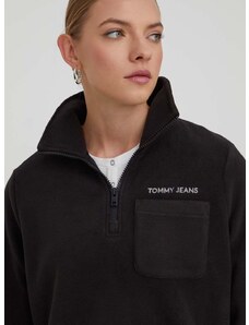 Mikina Tommy Jeans dámská, černá barva, s aplikací, DW0DW17330