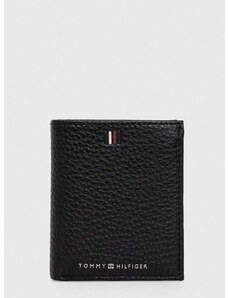 Kožená peněženka Tommy Hilfiger černá barva, AM0AM11851